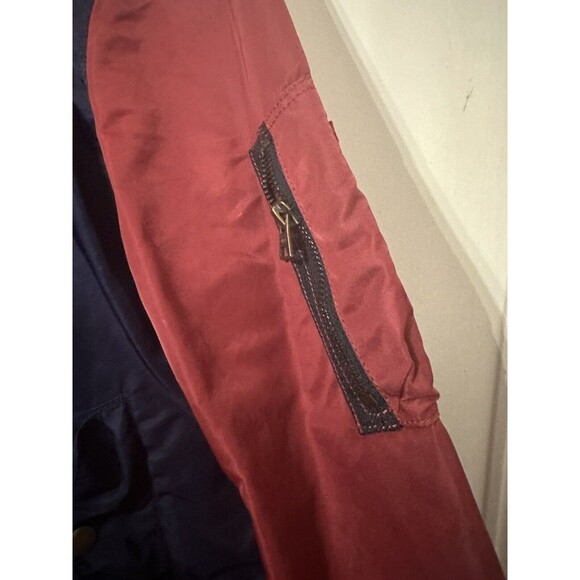 GAP Men’s Large Blue Burgundy Bomber Jacket Pockets Sleeve Pocket - Picture 3 of 8